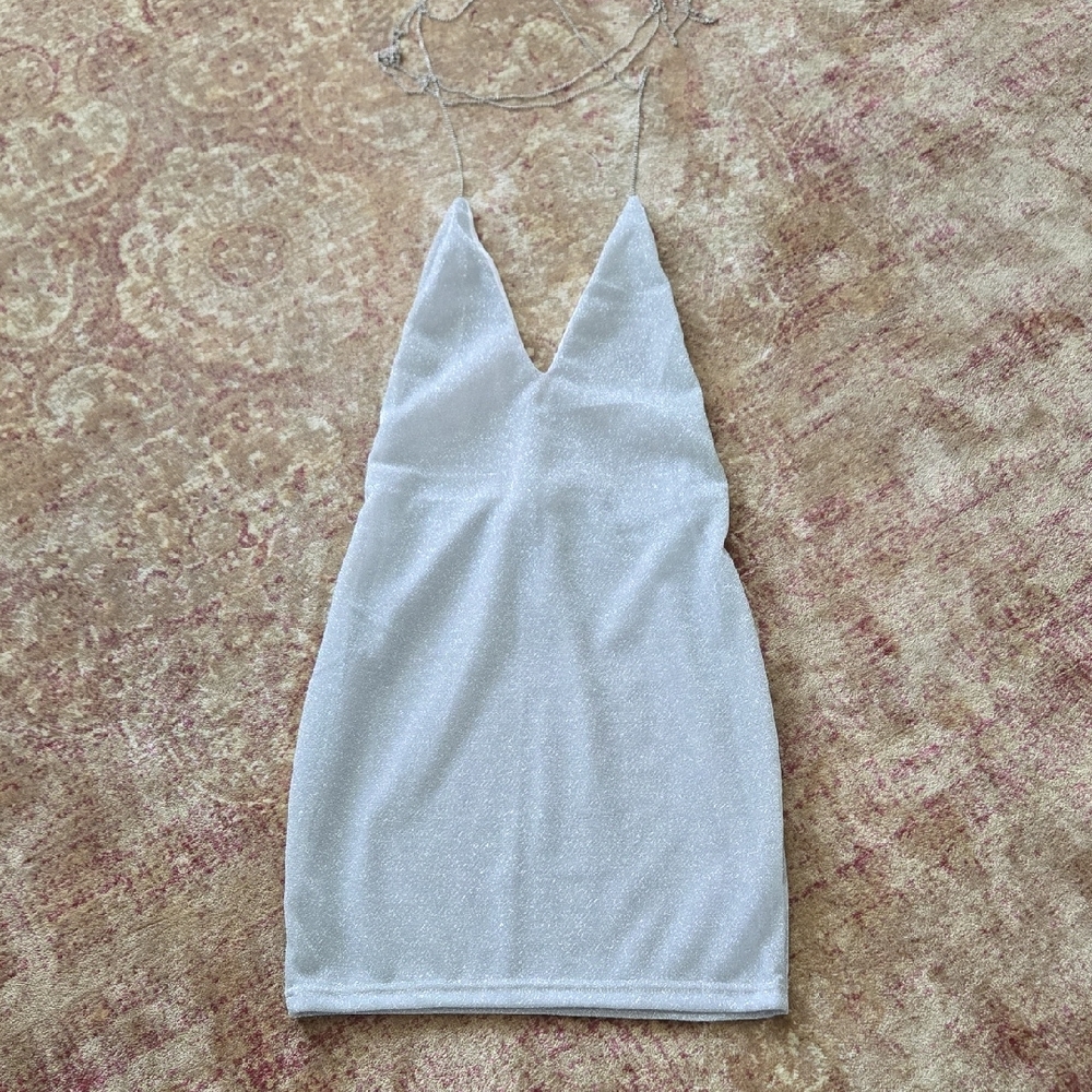 Backless Chain Mini Dress in Silver